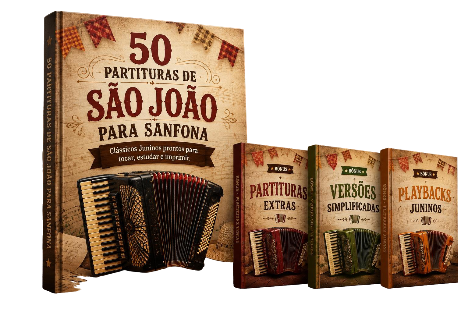 Pack de Partituras de São João - 50 Partituras Organizadas + Partituras Extras + Playbacks Juninos + Versões Simplificadas
